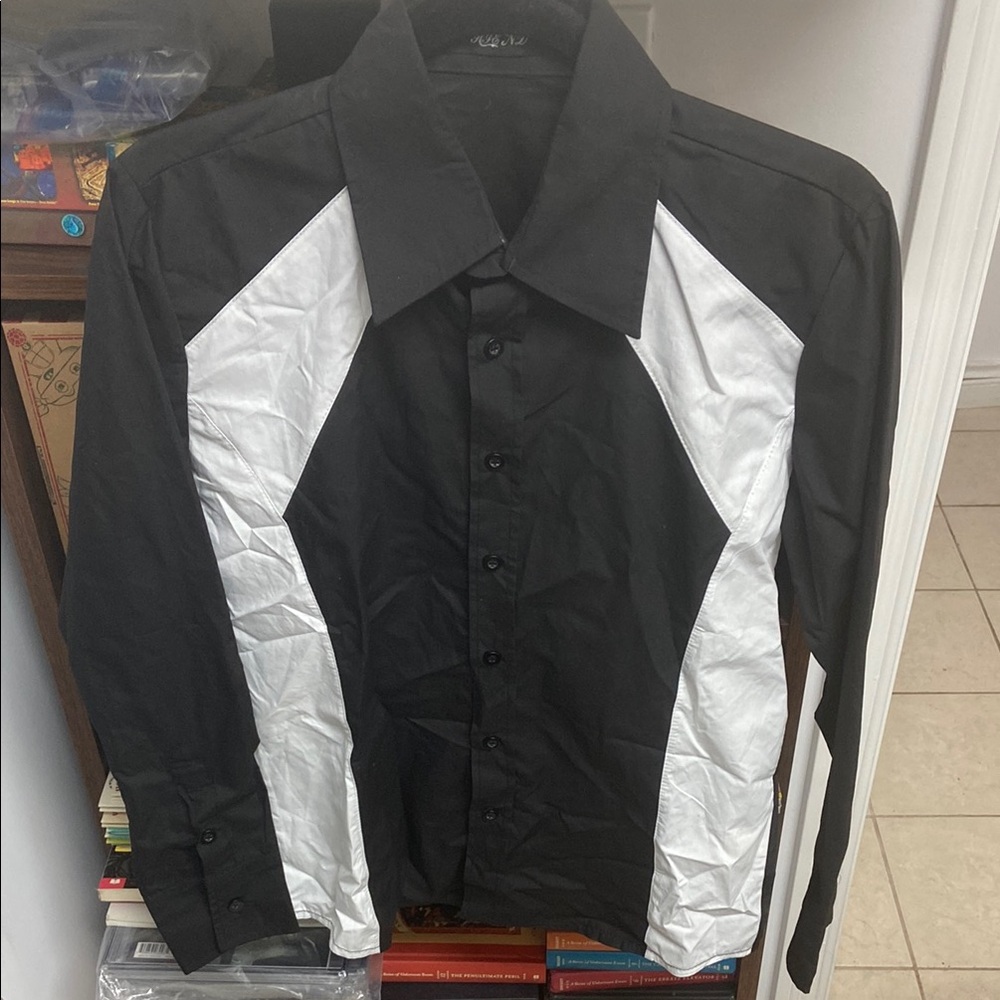 Black and White Button-Up Shirt